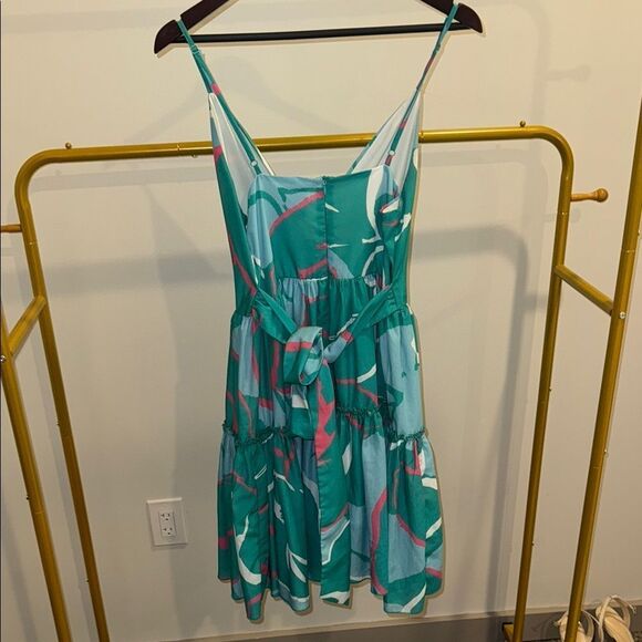 Teal and Pink Sleeveless Dress - Picture 3 of 6